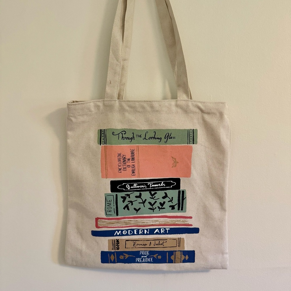 Kate Spade New York Canvas Book Tote, Stack of Classics